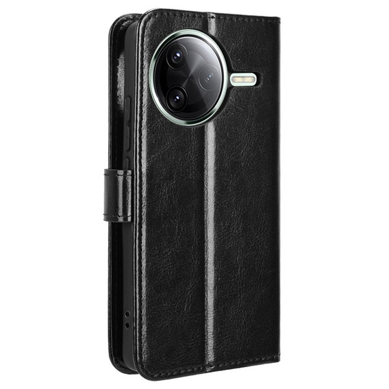 Θήκη με πτερύγιο για Xiaomi Poco F7 Pro, Crazy Horse Wallet, μαύρη