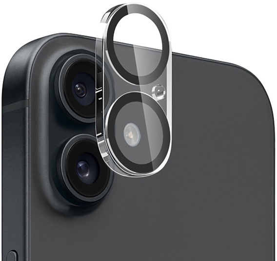 Μετριασμένο γυαλί για κάμερα για το iPhone 16 / 16 Plus, μαύρη