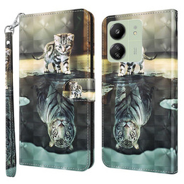 Θήκη με πτερύγιο για Xiaomi Redmi 13C / Poco C65, Wallet, Cat & Tiger