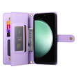 Θήκη με πτερύγιο για Samsung Galaxy S25 Edge, Wallet Zipper Pocket, μωβ