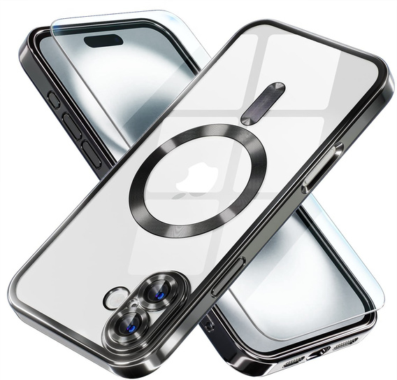 Θήκη για iPhone 16, Electro MagSafe, μαύρη + Γυαλί για την οθόνη