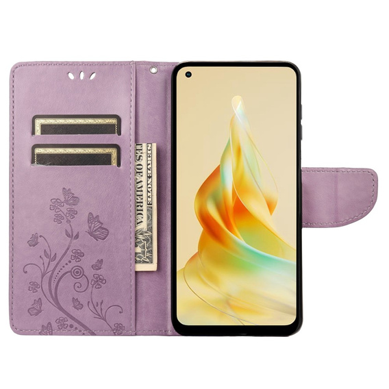 Θήκη με πτερύγιο για Oppo Reno8 T 4G, Mandala Flower, μωβ