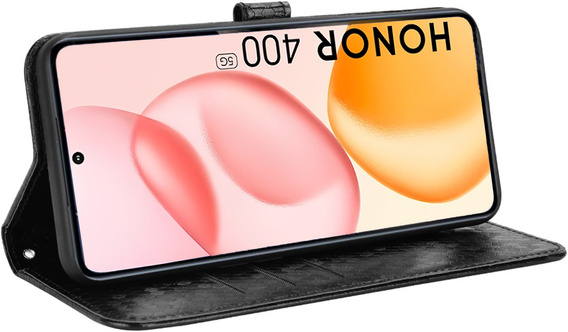 θήκη πτερύγιο για Honor 400 Pro 5G, Wallet Rhombus, μαύρη