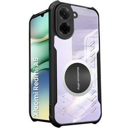 Θήκη για Xiaomi Redmi A5, με μαγνητική πλάκα, διαφανής / μαύρη