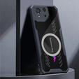 Θήκη για ASUS ROG Phone 8 Pro, με μαγνητική πλάκα, διαφανής / μαύρη