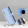 Θήκη με πτερύγιο για iPhone 14 Pro, Wallet Zipper Pocket, μπλε