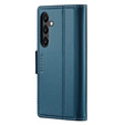 Θήκη για Samsung Galaxy A55, ERBORD Glossy Litchi, πορτοφόλι με πτερύγιο, μπλε