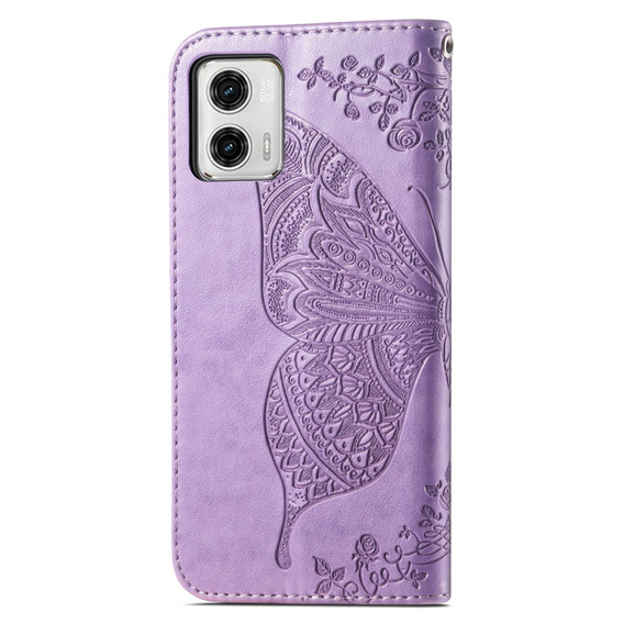 Θήκη με πτερύγιο για Motorola Moto G73 5G, Butterfly, μωβ