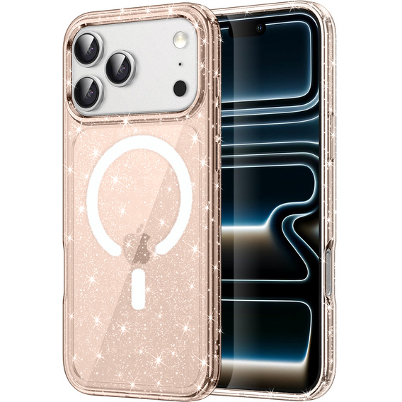 Θήκη για iPhone 17 Pro Max, για MagSafe, με λάμψη - ημιδιαφανές χρυσό