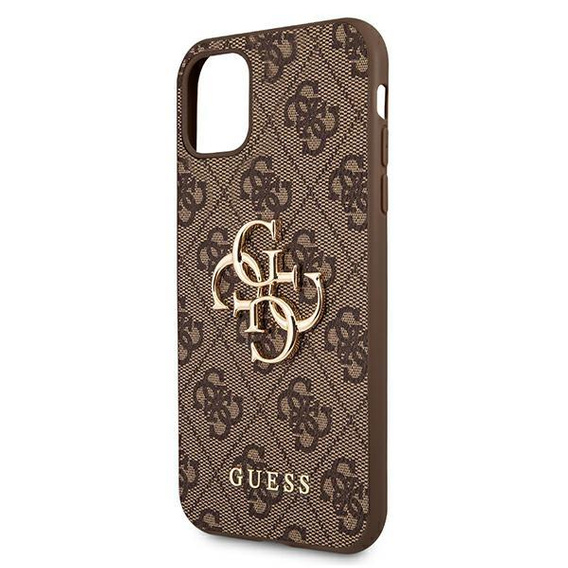 GUESS Θήκη για iPhone 11, 4G Big Metal Logo, καφέ