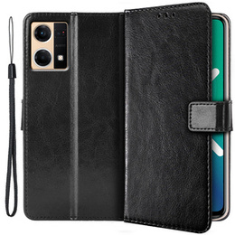 Θήκη με πτερύγιο για Oppo Reno7 4G, Crazy Horse Wallet, μαύρη