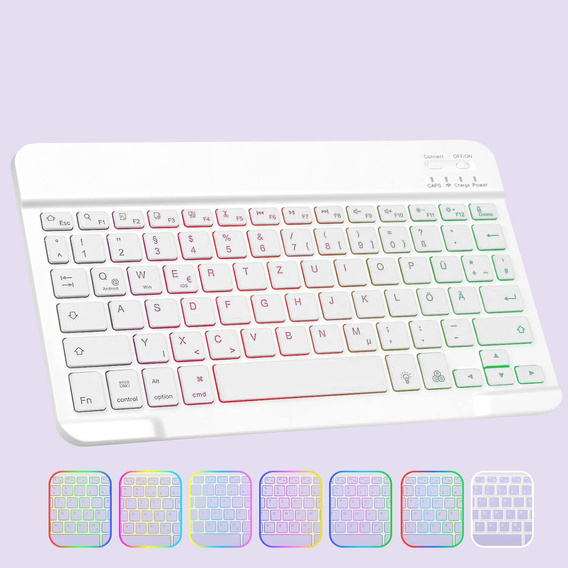 Θήκη με φωτιζόμενο πληκτρολόγιο bluetooth για iPad 10.9 2022 (10 gen.), μωβ