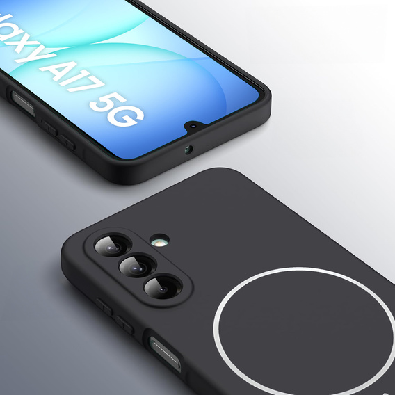 Θήκη σιλικόνης για Samsung Galaxy A17 5G, για MagSafe, μαύρο