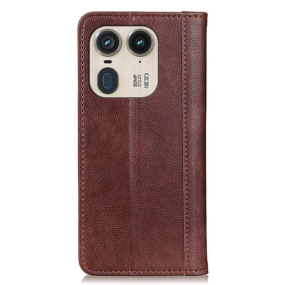 θήκη με πτερύγιο για Motorola Edge 50 Ultra, Split Leather, καφέ