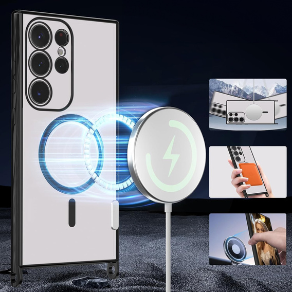 Θήκη για Samsung Galaxy S25 Ultra, Electro MagSafe, μαύρη + κορδόνι
