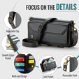 θήκη CASEME για Samsung Galaxy S25 FE, RFID Leather Wallet, με λουράκι ώμου, μαύρη