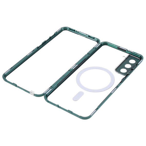 Μαγνητική θήκη MagSafe Dual Glass για Samsung Galaxy S22 Plus, πράσινη