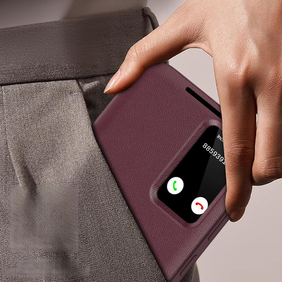 Αναδιπλούμενη θήκη για Samsung Galaxy S25 Ultra, Smart View Wallet, μπορντό