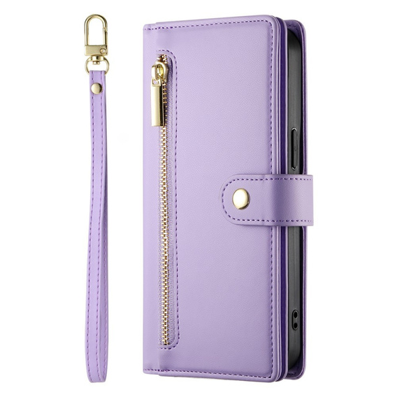 Θήκη με πτερύγιο για Samsung Galaxy A56 5G, Wallet Zipper Pocket, μωβ