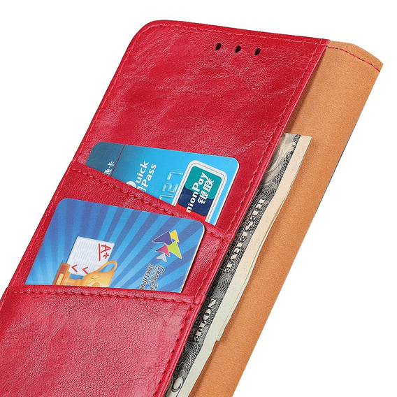 Θήκη με πτερύγιο για Samsung Galaxy S25 Edge, Crazy Horse Wallet, κόκκινη