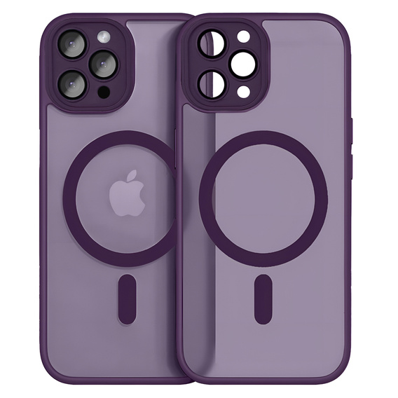 Θήκη για iPhone 16 Pro Max, για MagSafe, ERBORD Μatt Case, σκούρο μωβ + Γυαλί οθόνης