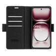 Θήκη για Oppo Reno 12, ERBORD Glossy Litchi, πορτοφόλι με πτερύγιο, μαύρη