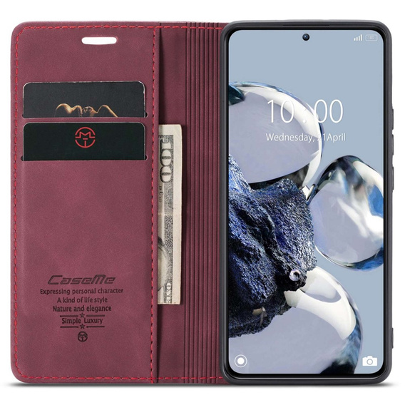 θήκη CASEME για Xiaomi 12T / 12T Pro, Leather Wallet Case, κόκκινη