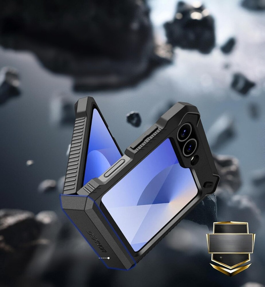 Θωρακισμένη θήκη για Samsung Galaxy Z Flip7 FE / Z Flip6, Dexnor Clip Holder, μαύρη