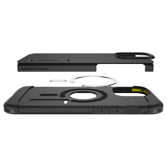 θήκη Spigen για iPhone 16 Pro, Tough Armor Mag Mag MagSafe, μαύρη + μετριασμένο γυαλί 9H
