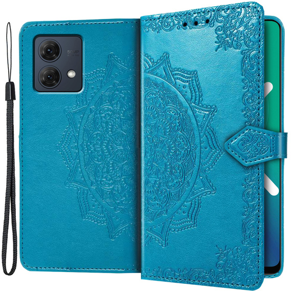 Θήκη με πτερύγιο για Motorola Moto G84, Mandala, μπλε