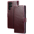 Θήκη με πτερύγιο για Samsung Galaxy S23 Ultra, ERBORD Waxy Wallet, κόκκινη