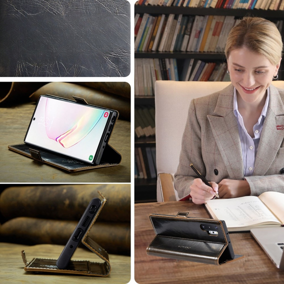 θήκη CASEME για Samsung Galaxy Note 10 Plus, Waxy Textured, καφές