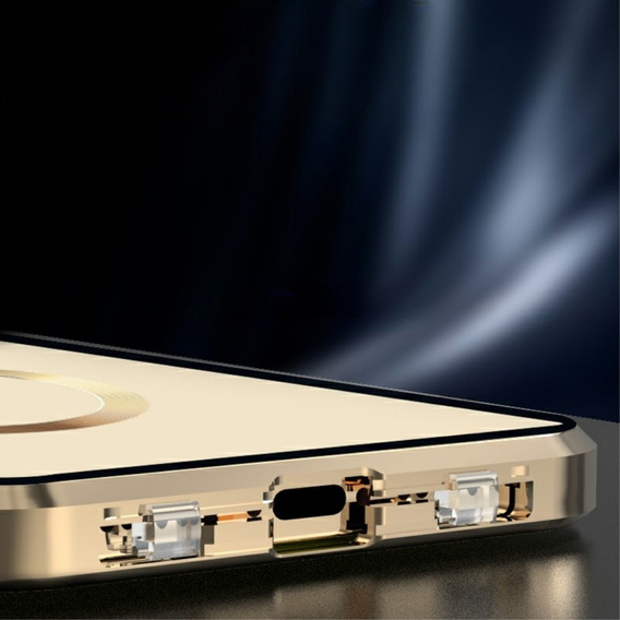 Μαγνητική θήκη MagSafe Dual Glass για iPhone 15, χρυσή