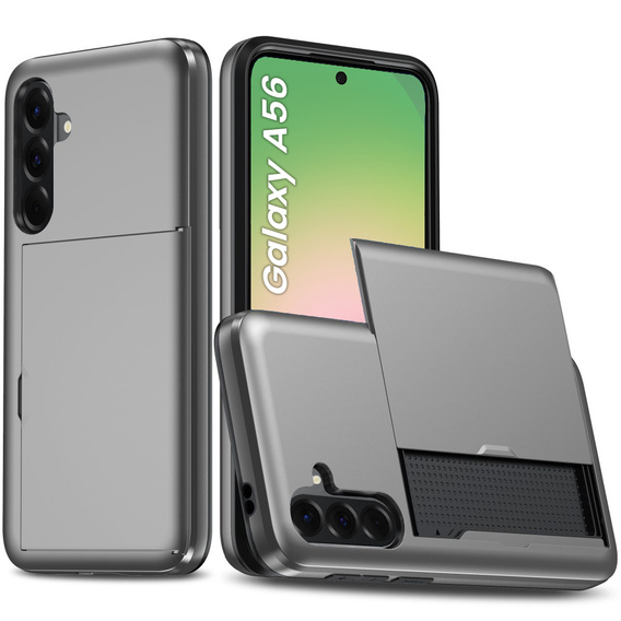 Θήκη για Samsung Galaxy A56 5G, Sliding Card Holder, γκρι