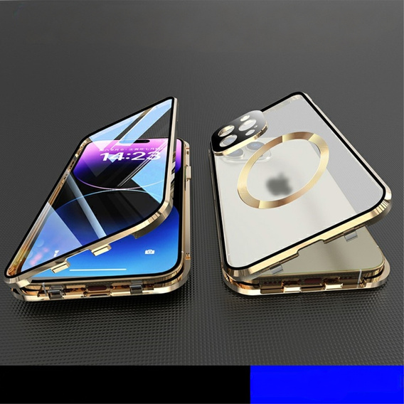 Μαγνητική θήκη MagSafe Dual Glass για iPhone 15, χρυσή