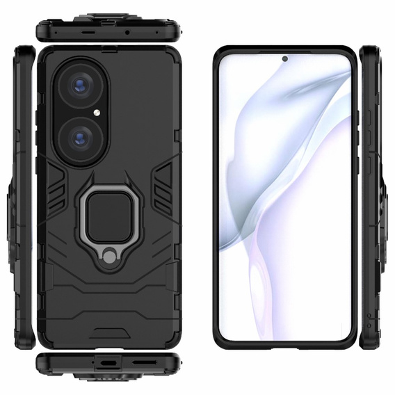 Θήκη για Huawei P50 Pro, Kickstand Ring, μαύρη