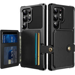 Θήκη για Samsung Galaxy S24 Ultra, Card Holder Kickstand, μαύρη