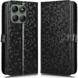 θήκη πτερύγιο για Motorola Edge 60 Pro, Wallet Rhombus, μαύρη