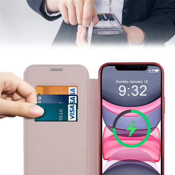 Θήκη με πτερύγιο για iPhone 11, RFID Wallet MagSafe CamShield, ροζ rose gold