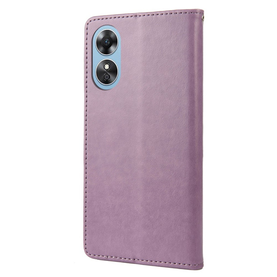 Θήκη με πτερύγιο για Oppo A17, Butterfly, μωβ