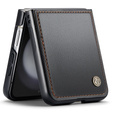 Θήκη για Samsung Galaxy Z Flip7 FE / Z Flip6, CASEME Litchi Leather, μαύρη