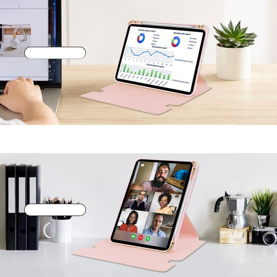 Θήκη πληκτρολογίου για iPad Pro 11" 2024 (5 gen.), Rotary 360° Leather, ροζ