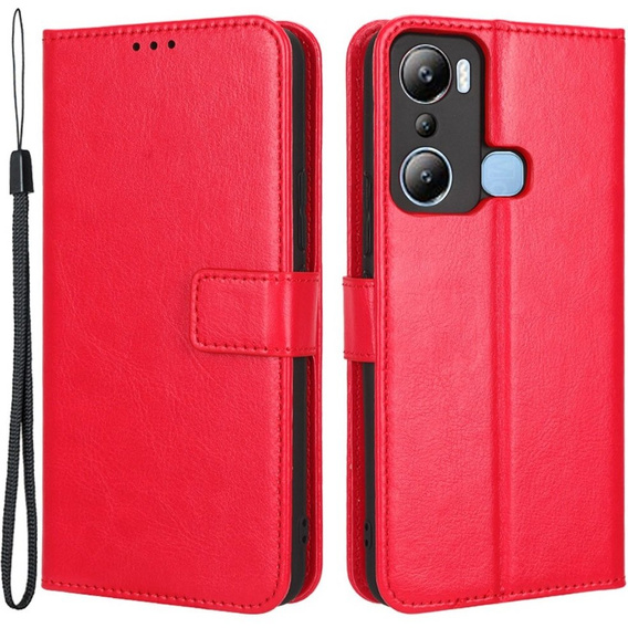 Θήκη με πτερύγιο για Infinix Hot 20i, Crazy Horse Wallet, κόκκινη