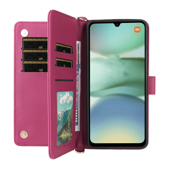 Θήκη με πτερύγιο για Xiaomi Redmi A5, Crossbody Leather Wallet, μπορντό