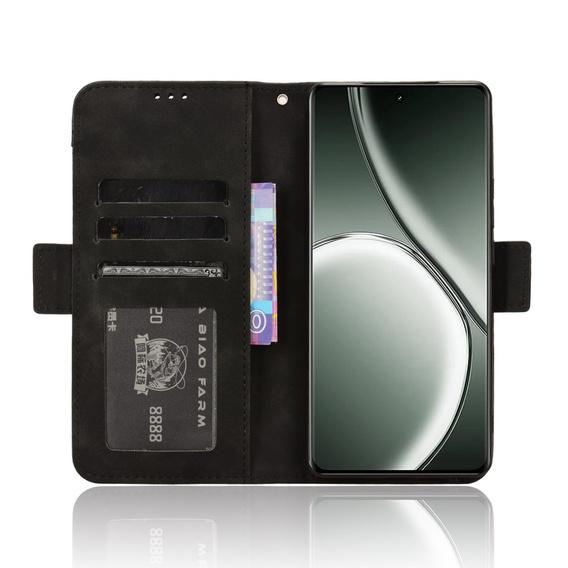 Θήκη με πτερύγιο για Realme GT 6 / 6T, Card Slot, μαύρη