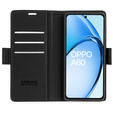 Θήκη για Oppo A60, ERBORD Glossy Litchi, πορτοφόλι με πτερύγιο, μαύρη