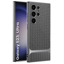 Θήκη για Samsung Galaxy S23 Ultra, GKK Woven Leather, γκρι