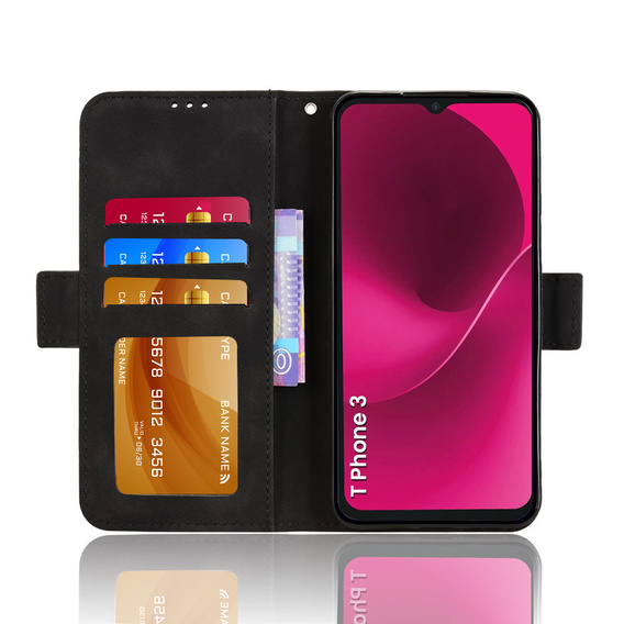 Θήκη με πτερύγιο για T Phone 3 5G, Card Slot, μαύρη