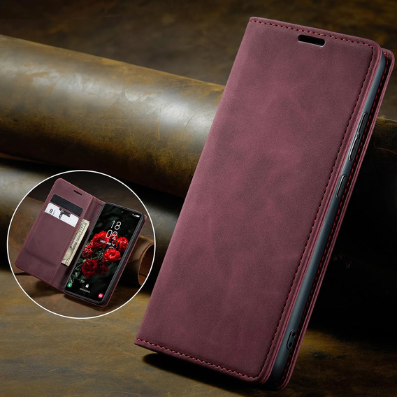 Θήκη για Samsung Galaxy A55, ERBORD Vintage, κόκκινη + Γυαλί για την οθόνη