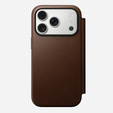 Θήκη Nomad για iPhone 17 Pro, Μοντέρνα δερμάτινη θήκη Folio, καφέ